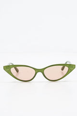 Khaki Tinted Lens Mini Cat Eye Sunglasses - Ezrie