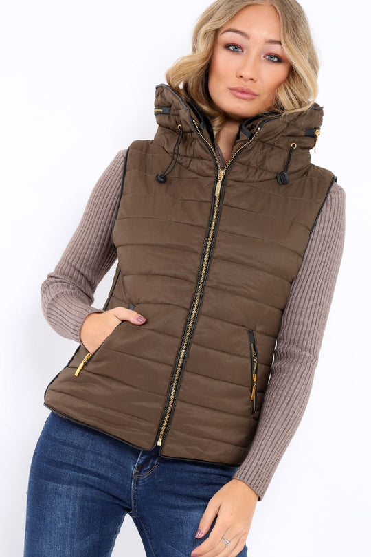 Khaki Padded Gilet - Ariella