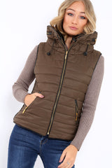 Khaki Padded Gilet - Ariella