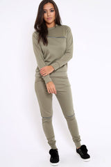 Khaki Zip Loungewear Set - Kelly