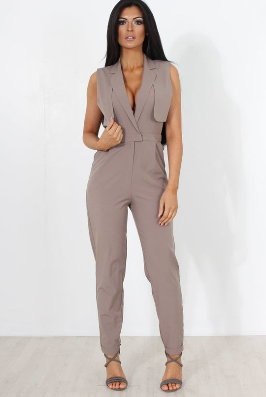 Khloe Grey V Front Jumpsuit