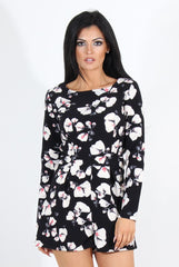 Khloe Blue Floral Long Sleeved Playsuit