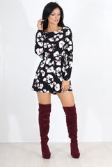 Khloe Blue Floral Long Sleeved Playsuit