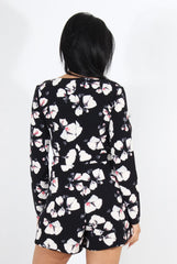 Khloe Blue Floral Long Sleeved Playsuit