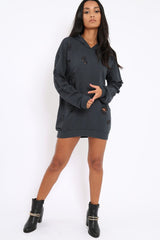 Charcoal Distressed Oversized Hoodie - Khloe
