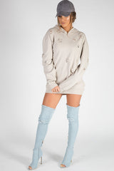 Beige Distressed Oversized Hoodie - Khloe
