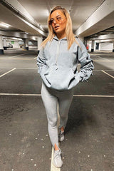 Grey Ruched Sleeve Oversized Hoodie - Dezi