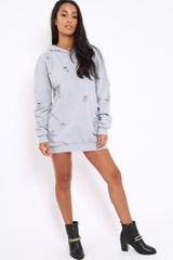 Grey Distressed Oversized Hoodie - Khloe