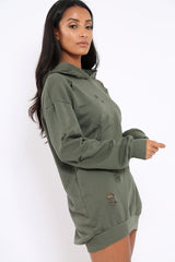Khaki Distressed Oversized Hoodie - Khloe