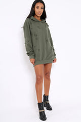 Khaki Distressed Oversized Hoodie - Khloe