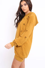 Mustard Distressed Oversized Hoodie - Khloe