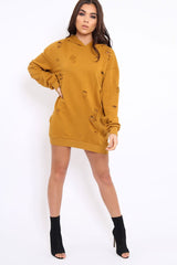 Mustard Distressed Oversized Hoodie - Khloe