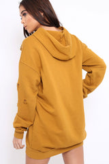 Mustard Distressed Oversized Hoodie - Khloe