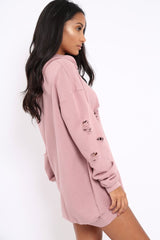 Pink Distressed Oversized Hoodie - Khloe