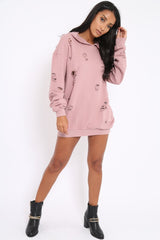 Pink Distressed Oversized Hoodie - Khloe