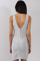Grey Plunge V Bandage Dress - Kia