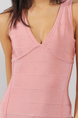 Pink Plunge V Bandage Dress - Kia