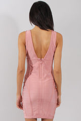 Pink Plunge V Bandage Dress - Kia
