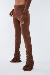 Brown Acetate Slinky Gathered Hem Trousers - Nina