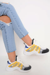 Yellow Blue Detail Chunky Trainers - Kianny