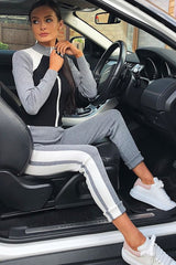 Grey Black and White Colour Block Tracksuit - Kily