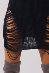 Navy Distressed Jumper Dress - Kim