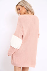 Rose Chunky Knit Fur Sleeve Jumper Dress - Jaycee