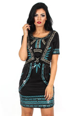 Kimi Black Sequin Short Sleeve Dress