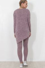 Dark Pink V Neck Loungewear Set-Kimi