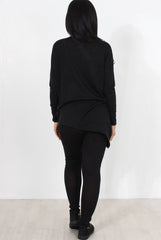 Black V Neck Loungewear Set-Kimi