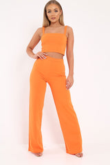 Orange Crop Top and Trousers Co-ord Set - Kimmy