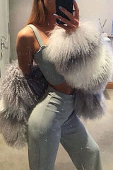 Grey Crop Top and Trousers Co-ord Set - Kimmy