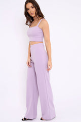 Lilac Crop Top and Trousers Co-ord Set - Kimmy