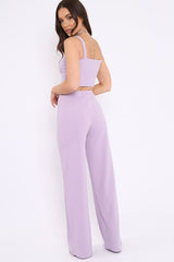 Lilac Crop Top and Trousers Co-ord Set - Kimmy