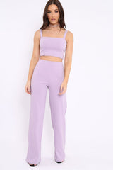 Lilac Crop Top and Trousers Co-ord Set - Kimmy