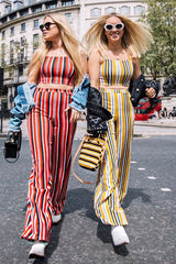 Mustard Striped Crop Top and Trousers Co-ord Set - Kimmy