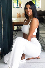 White Crop Top and Trousers Co-ord Set - Kimmy