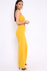 Mustard Crop Top and Trousers Co-ord Set - Kimmy