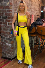 Yellow Crop Top and Trousers Co-ord Set - Kimmy
