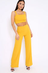 Mustard Crop Top and Trousers Co-ord Set - Kimmy