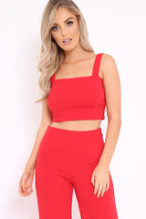 VD - Red Crop Top and Trousers Co-ord Set - Kimmy