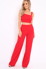 VD - Red Crop Top and Trousers Co-ord Set - Kimmy