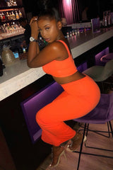 Orange Crop Top and Trousers Co-ord Set - Kimmy