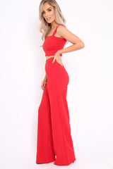 VD - Red Crop Top and Trousers Co-ord Set - Kimmy