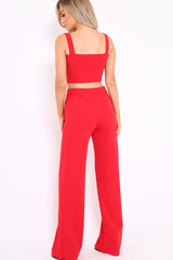 VD - Red Crop Top and Trousers Co-ord Set - Kimmy
