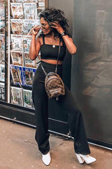 Black Crop Top and Trousers Co-ord Set - Kimmy