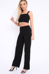 Black Crop Top and Trousers Co-ord Set - Kimmy