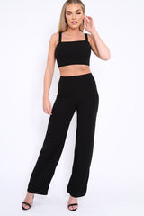 Black Crop Top and Trousers Co-ord Set - Kimmy