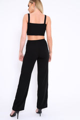 Black Crop Top and Trousers Co-ord Set - Kimmy
