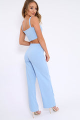 Baby Blue Crop Top and Trousers Co-ord Set - Kimmy